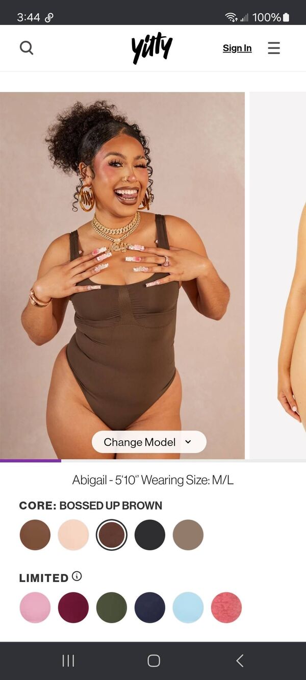 New 1X/2X Fabletics Bossed Brown Nearly Naked Shaping Thong Bodysuit Shapewear